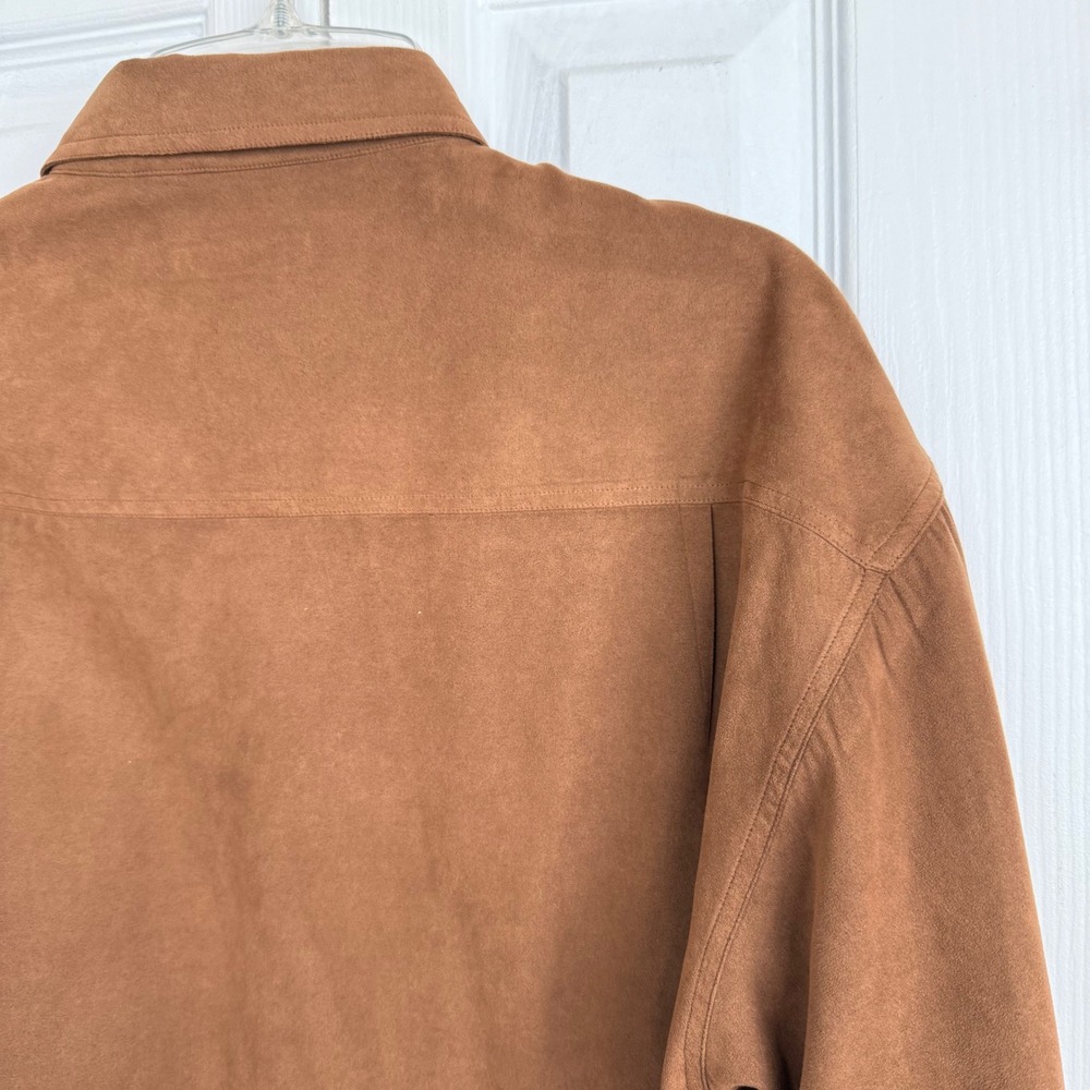 Tom James Faux Suede Button‎ Front Shirt Brown Long Sleeve Men's Medium - Picture 6 of 6